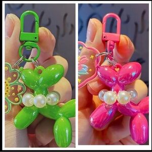Colorful Balloon Dog Keychain Set